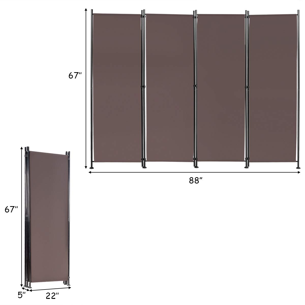 Giantex 4 Panel Room Divider, 5.6 Ft Tall Folding Privacy Screen, Freestanding Lightweight Portable Wall Partition Divider and Separator for Bedroom Home Office Apartment Studio