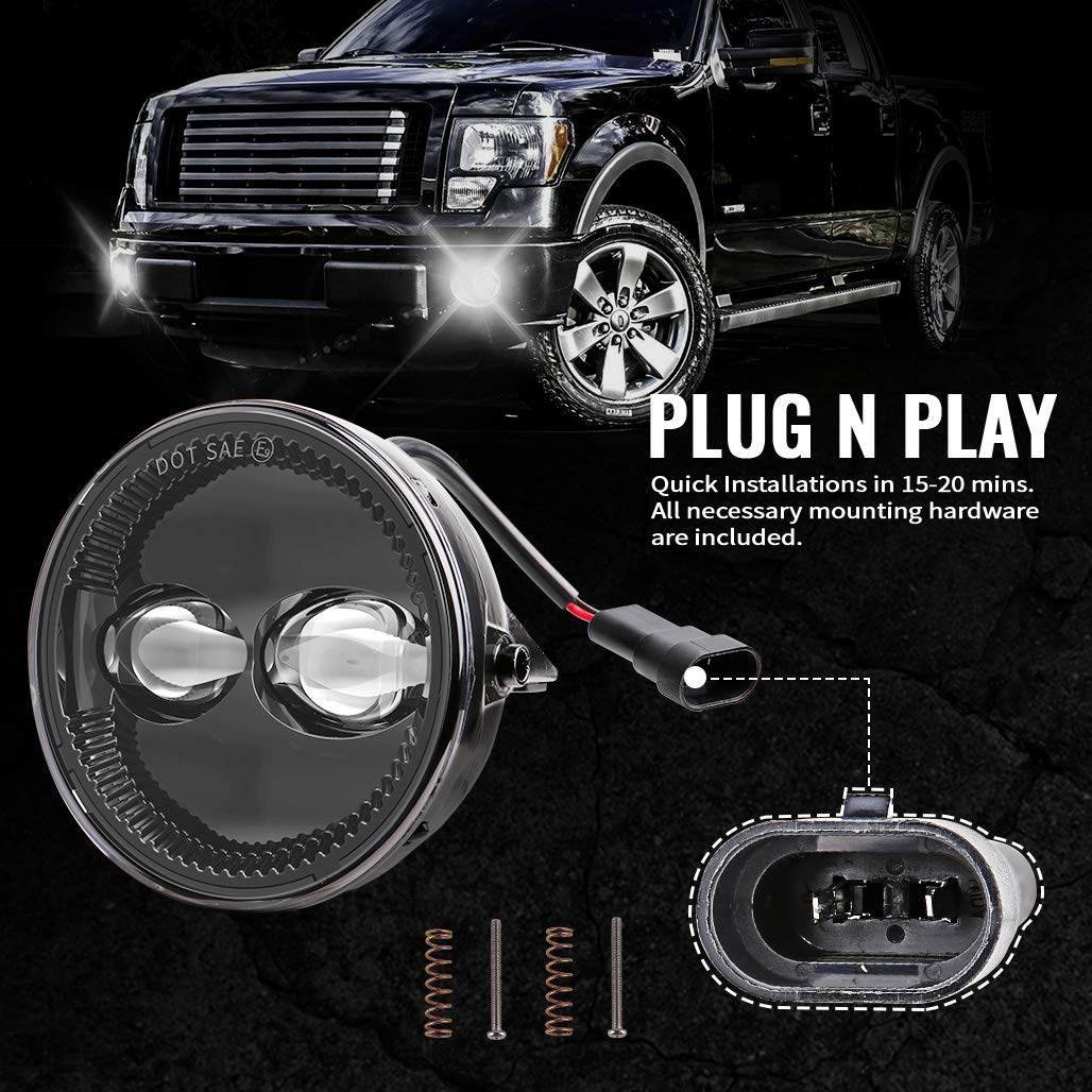 Z-OFFROAD DOT Approved LED Fog Lights for 2006-2014 Ford F150 2006 2007 2008 2009 2010 2011 2012 2013 2014 F150, Bumper Driving Lamp Set Assembly Kit - Black