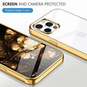 MILPROX Compatible for iPhone 12 Pro Max (2020), Clear Transparent Shockproof Shell Protective Bumper Cover with Electroplated Edge Anti-Yellow Cases - Gold