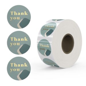 rileys thank you stickers roll | 500-count, gold foil - envelope seals for small business, bubble mailers, baby shower, wedding, gift cards, graduation (sage green)