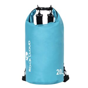 rock cloud dry bag waterproof 20l dry sack for kayaking rafting boating beach surfing swimming canoe camping hiking fishing ski, lake blue