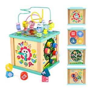 Fajiabao Activity Cube Wooden Baby Toys for 12 18 Months Montessori Toy for 1 Year Old Bead Maze Center Toddlers Birthday Easter Gift Learning for 2 3 Kid Girls Boys