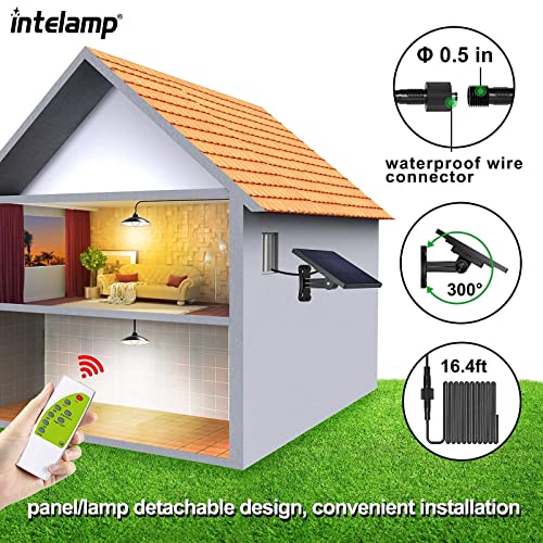 intelamp Solar Pendant Lights, Solar Shed Lights by Remote Control Solar Powered Indoor & Outdoor Lights Hanging Lights for Storage Room Home Yard Porch Balcony