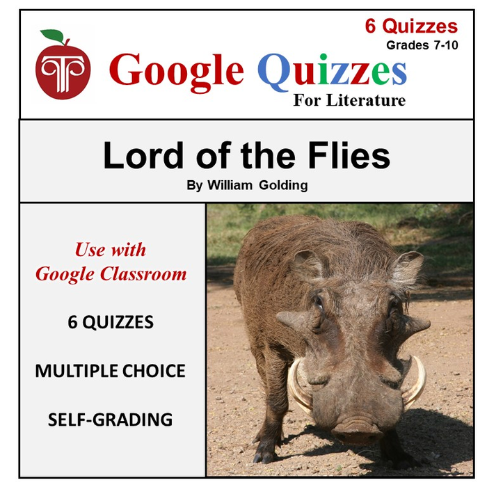 Homeschool and Online Learning Self-Grading Google Quizzes for Lord of the Flies