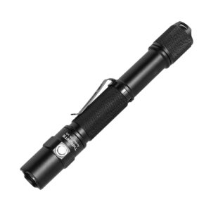 thrunite led flashlight neutral white, archer 2a v3 450 lumens portable edc aa flashlight with lanyard, ipx8 water-resistant dual switch outdoor light for hiking, camping, everyday use - black nw