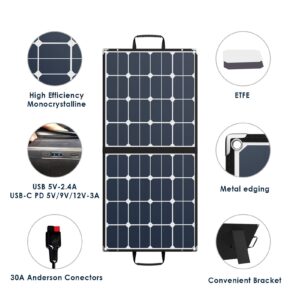 AmpTORRENT 100W Solar Panels for Portable Power Station,Foldable Solar Battery Charger Flexible Panels with 18V DC Output,Portable Power Backup for RV Marine Boat Off Grid Outdoor Solar Power Charging