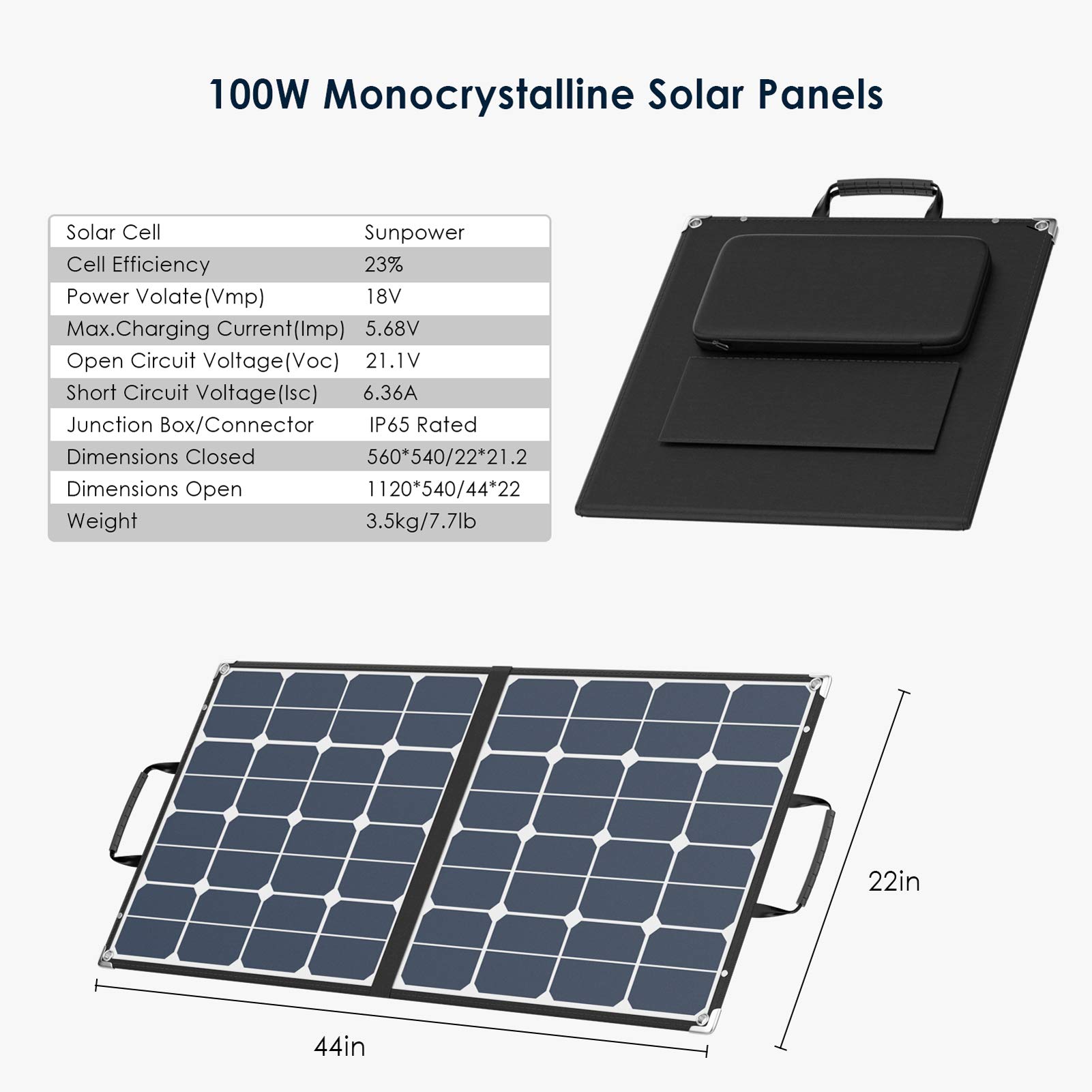 AmpTORRENT 100W Solar Panels for Portable Power Station,Foldable Solar Battery Charger Flexible Panels with 18V DC Output,Portable Power Backup for RV Marine Boat Off Grid Outdoor Solar Power Charging