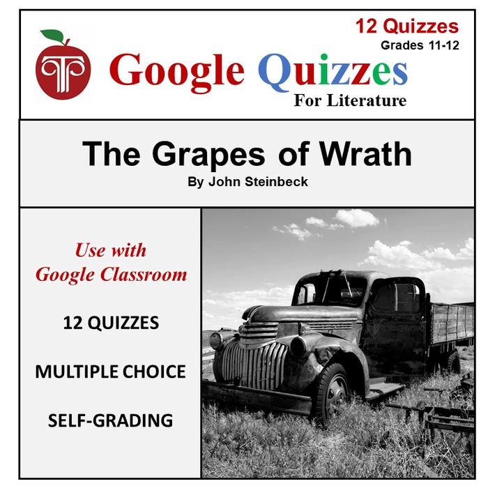 Homeschool and Online Learning Self-Grading Google Quizzes for The Grapes of Wrath