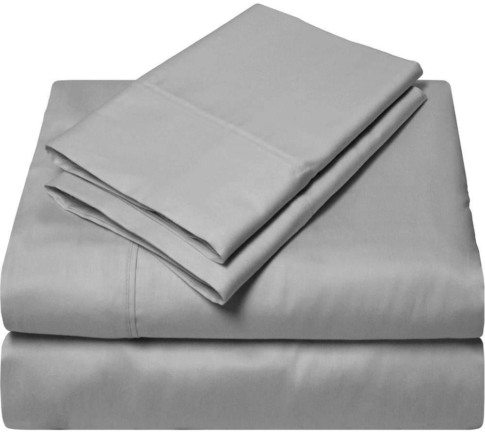 Femini Fashion My Egyptian Giza Cotton Sheets King Size, 16 Inches Extra Deep Pocket, 100% Giza Long-Staple Giza Cotton Bedsheet Soft Breathable Dream Sheets - Light Grey