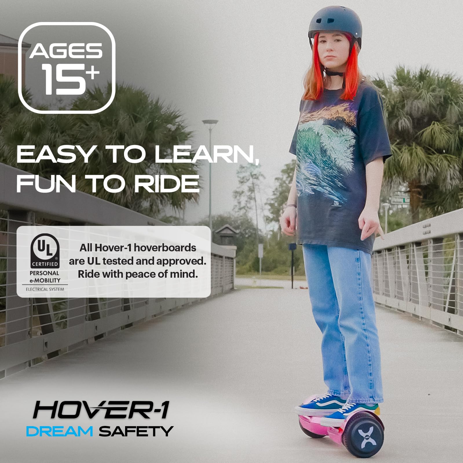 Hover-1 Dream Electric Self-Balancing Hoverboard with 7 mph Max Speed, Dual 200W Motors, 6 Mile Range, and 6.5” Wheels