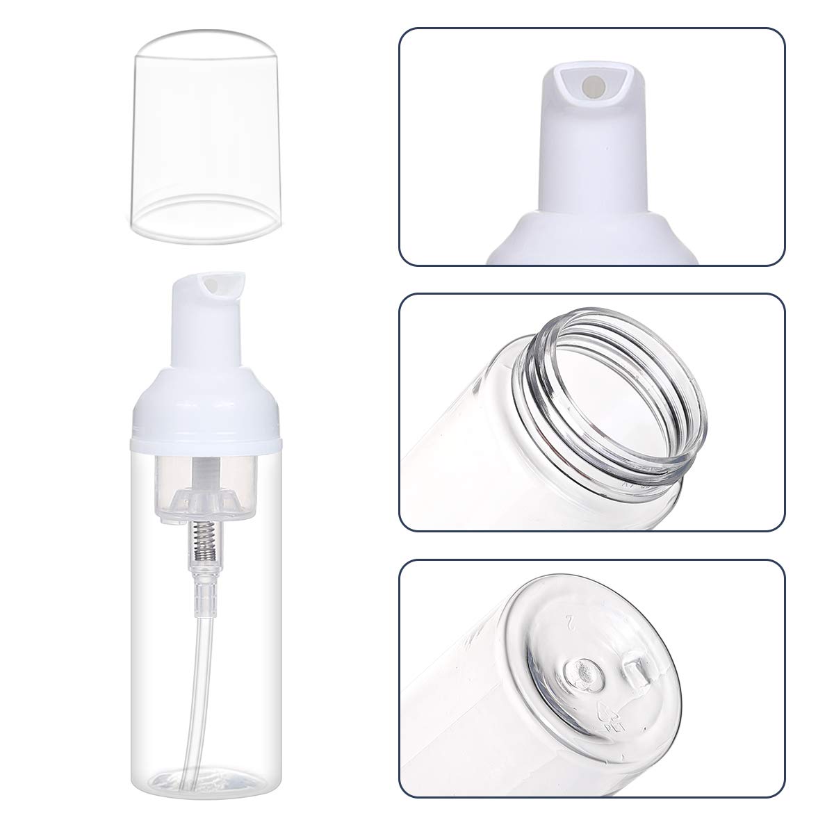 24 Pcs Foam Pump Bottle Dispenser Refillable 2oz/60ml for Hand Soap Shampoo Lash Cleanser Packaging Liquid Cleaning