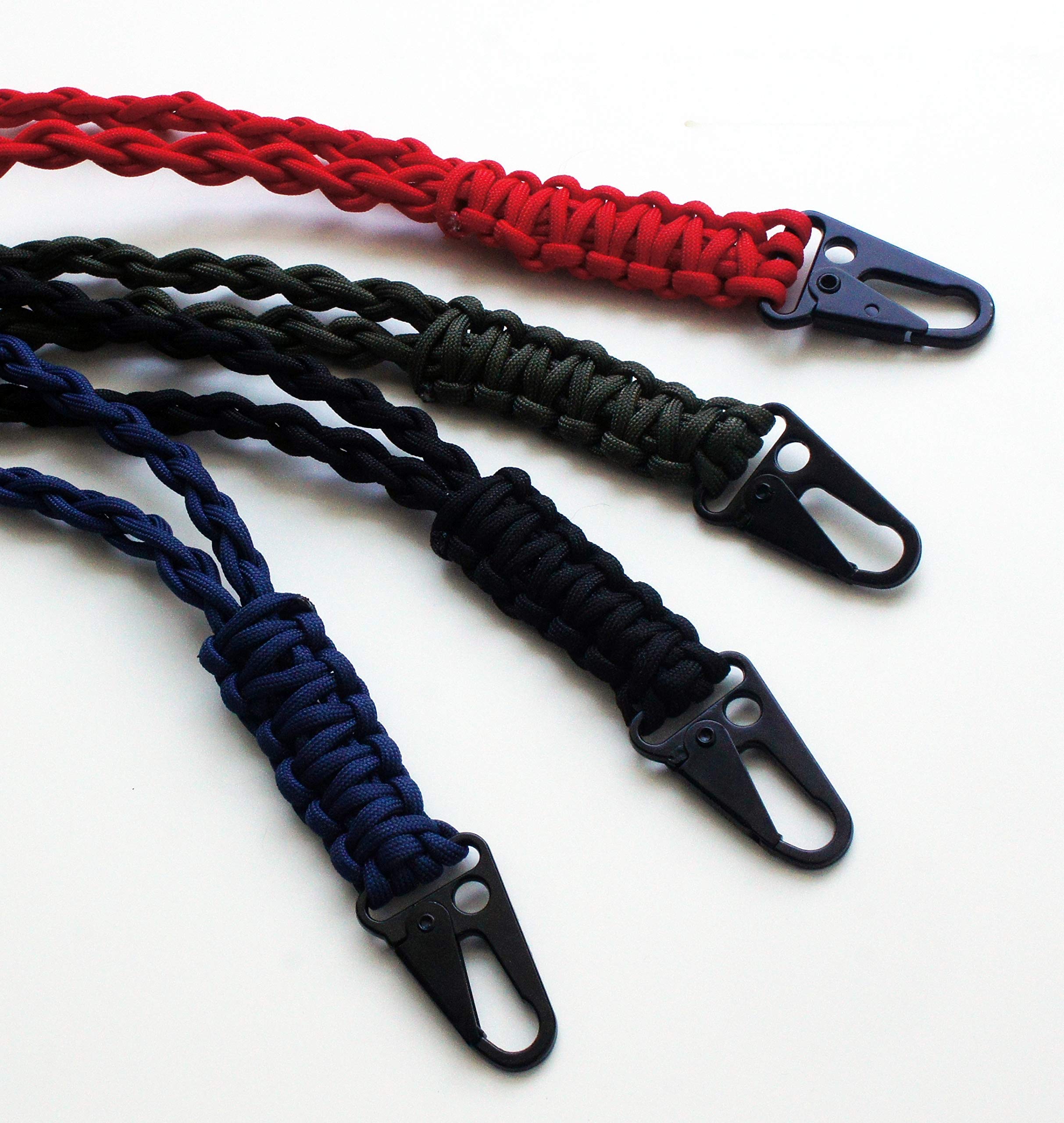 Military Grade Heavy Duty Paracord Lanyard Necklace Keychain Whistles Wrist Strap Parachute Rope Badge Cellphone Waterproof Holder Metal HK Clip Hook Outdoor Survival Men (Black)