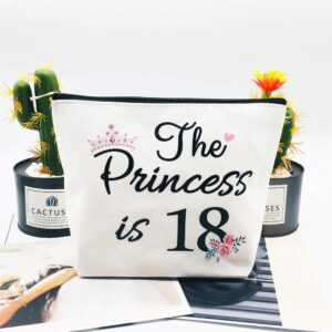 18th birthday gifts for women best friend daughter funny 18 year old birthday gift for her the princess is 18 cute makeup bag celebrate turning eighteen
