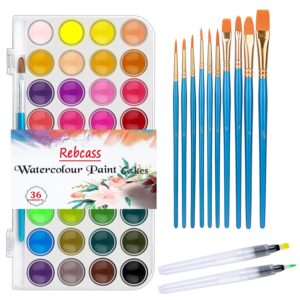 Watercolor Paint Set for Kids 36 Watercolor Cake 12 Paints Perfect Water colors for Students Beginners(36 color)