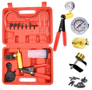 hand held vacuum pump tester kit for automotive with sponge protected case,adapters,one-man brake and clutch bleeding system(16pcs)