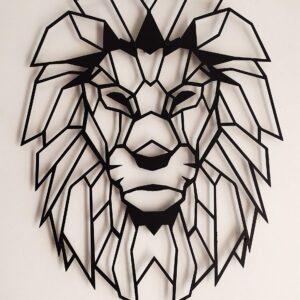 SOFT ART HOME Modern Wall Art Lion Head, Geometric Metal Wall Decor Size 20”Hx16”W for Home, Office and Living Room, Africa Themed House Warming Gift