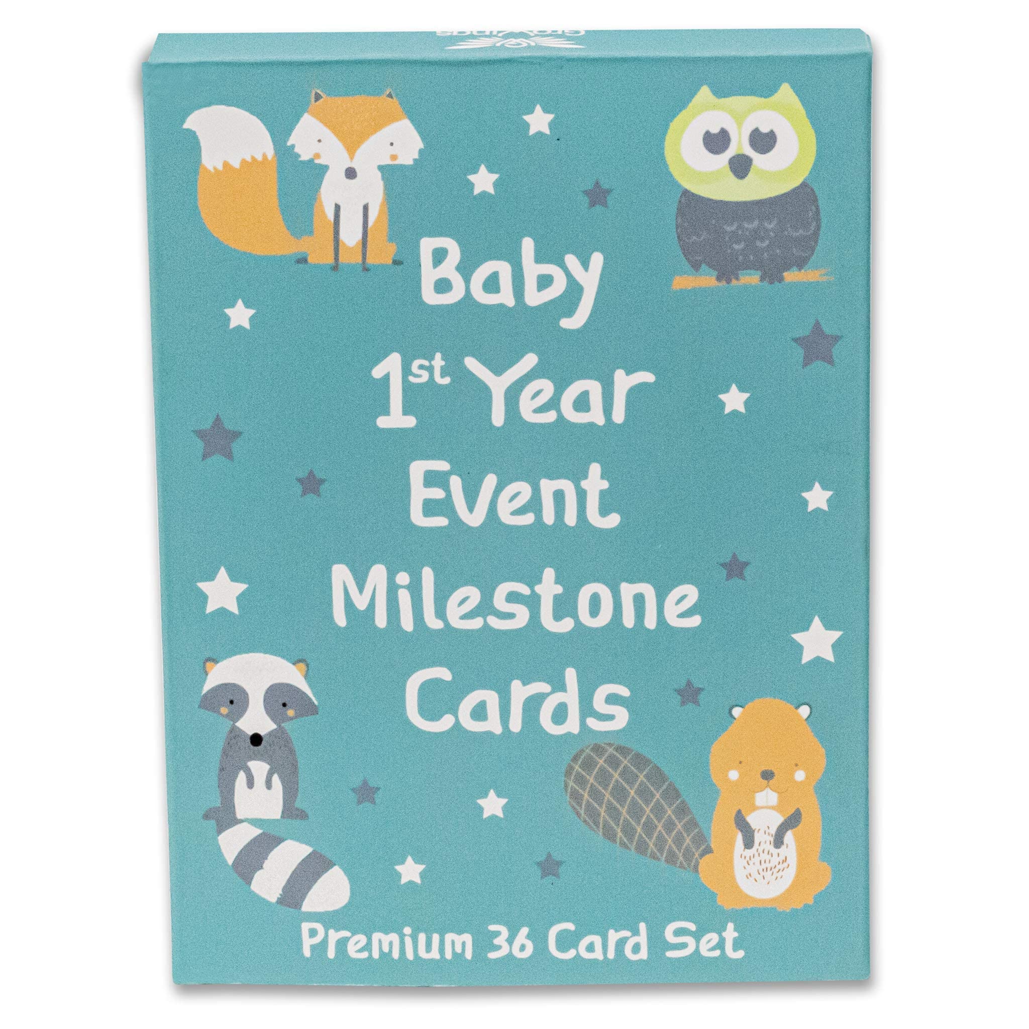 GroWings | Baby Milestone Cards 36 Cards Set | Baby Monthly Milestone Cards for Newborn Baby Boy or Baby Girl | Cleanable Milestone Cards