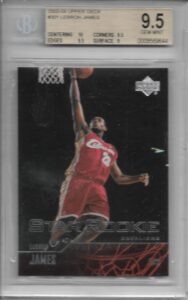 2003-04 upper deck basketball card complete set 342 cards with lebron james rookie graded 9.5