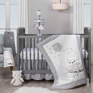 Lambs & Ivy Luna Gray/White Stars with Appliqued Owl Luxury Soft Baby Blanket, 30x40 Inch (Pack of 1) (740034)