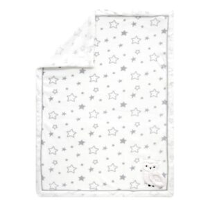 Lambs & Ivy Luna Gray/White Stars with Appliqued Owl Luxury Soft Baby Blanket, 30x40 Inch (Pack of 1) (740034)