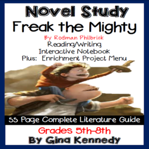 novel study- freak the mighty by rodman philbrick and project menu