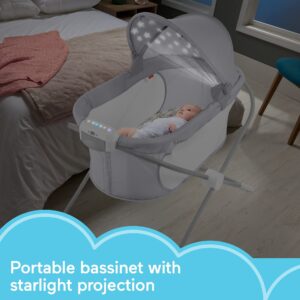 Fisher-Price Baby Bedside Sleeper Soothing View Projection Bassinet with Lights Music Sounds and Vibrations, Fawning Leaves