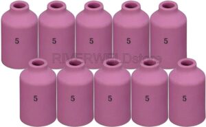 riverweld tig gas lens alumina nozzle ceramic cup 54n17 (#5, 5/16") for wp 17 18 26 tig welding torch 10pk