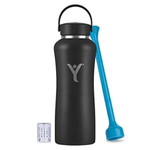 dyln 40 oz alkaline water bottle | creates premium water up to 9+ ph | keeps cold for 24 hours | vacuum insulated 316 stainless steel | wide mouth cap | black, 40 oz (1.2 l)