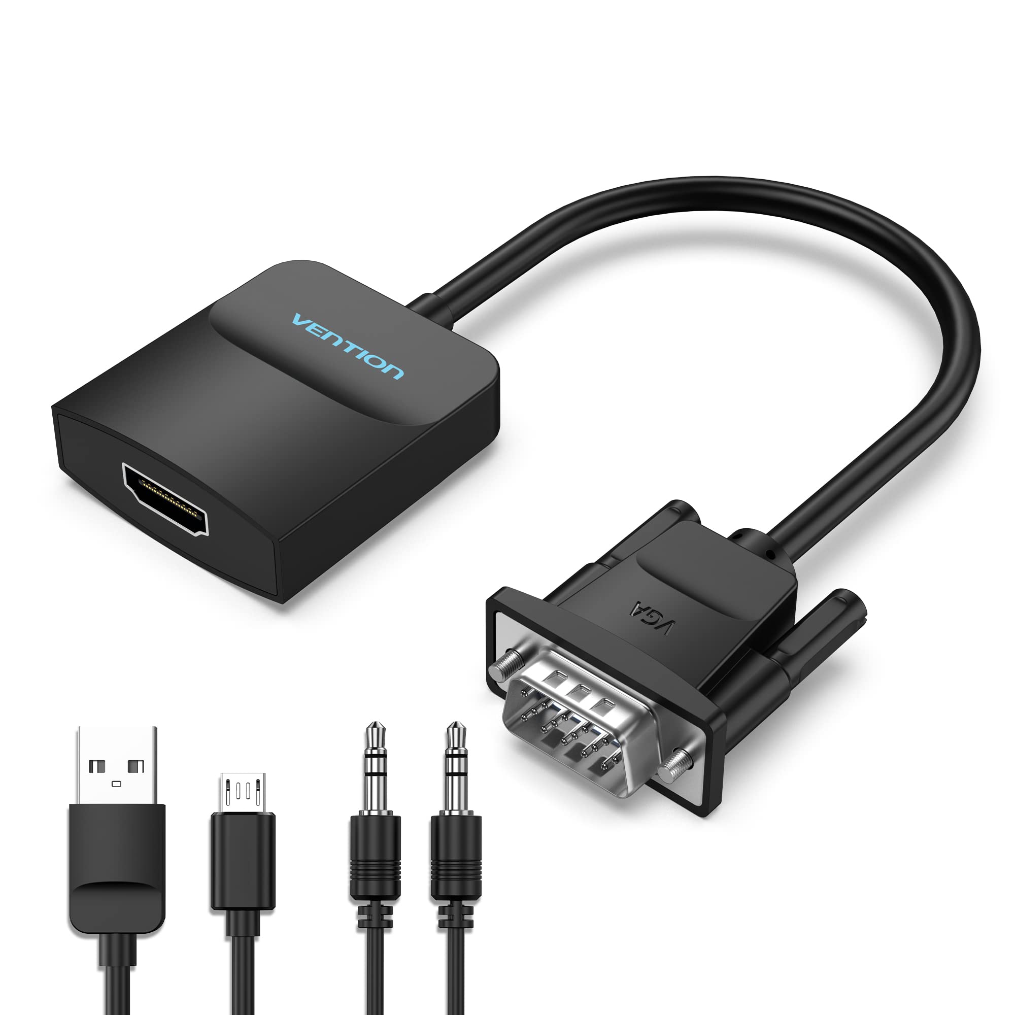 VENTION VGA to HDMI Adapter-1080P Video Dongle Adaptador VGA Converter with Audio Cable (0.5FT), Male to Female for PC,Monitor HDTV (Note: VGA to HDMI Only, Not Bi-Directional)