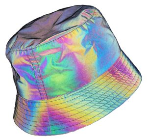 lzlrun rainbow reflective fisherman's hat caps men fluorescent hat casual night halloween cap
