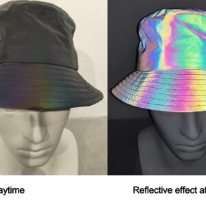 LZLRUN Rainbow Reflective Fisherman's Hat Caps Men Fluorescent Hat Casual Night Halloween Cap