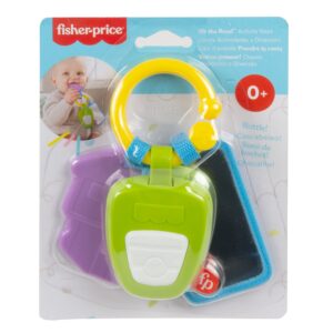 Fisher-Price Hit The Road Activity Keys, take-Along Baby Rattle and Teething Toy with Mirror