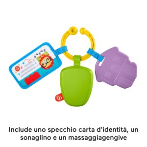 Fisher-Price Hit The Road Activity Keys, take-Along Baby Rattle and Teething Toy with Mirror