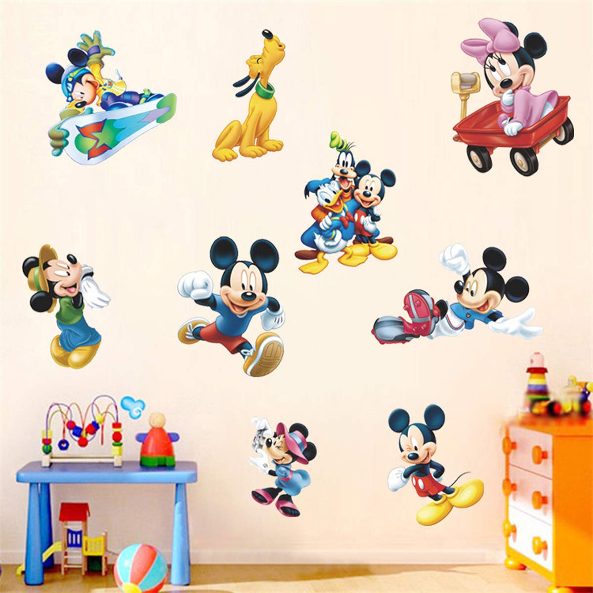 Mickey Wall Sticker Children's Cartoon Bedroom Background Wall Decoration Self-Adhesive Wall Sticker PVC
