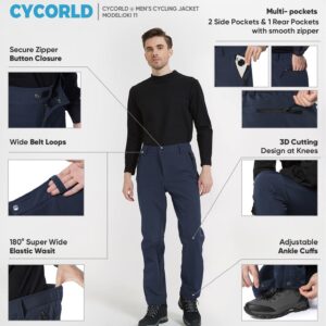 Cycorld Men's-Ski-Hiking-Pants, Water Resistance Windproof Fleece-Lined Winter Pant Snow-Snowboard-Insulated-Pants(Black, Large)