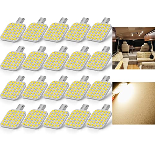 BRISHINE 20PCS 921 Interior LED Light Bulbs for RV, Super Bright 36-SMD Warm White 922 912 LED Bulbs Replacement for Camper Trailer Motorhome Marine Boat Indoor Ceiling Dome Lights(12V DC)