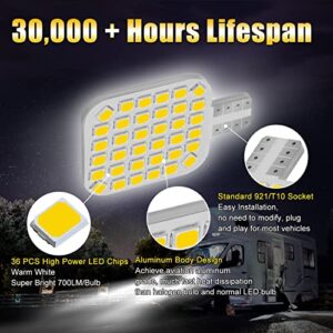 BRISHINE 20PCS 921 Interior LED Light Bulbs for RV, Super Bright 36-SMD Warm White 922 912 LED Bulbs Replacement for Camper Trailer Motorhome Marine Boat Indoor Ceiling Dome Lights(12V DC)