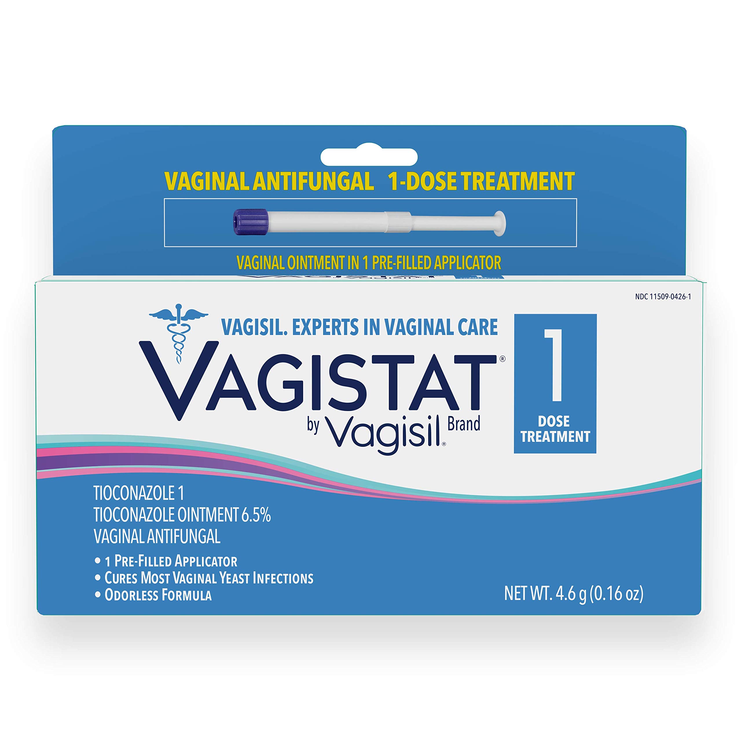 Vagistat 1 Day Single-Dose Yeast Infection Treatment for Women, Antifungal Ointment Helps Relieve External Itching and Irritation, 1 Pre-Filled No Touch Vaginal Applicator, by Vagisil (Pack of 1)