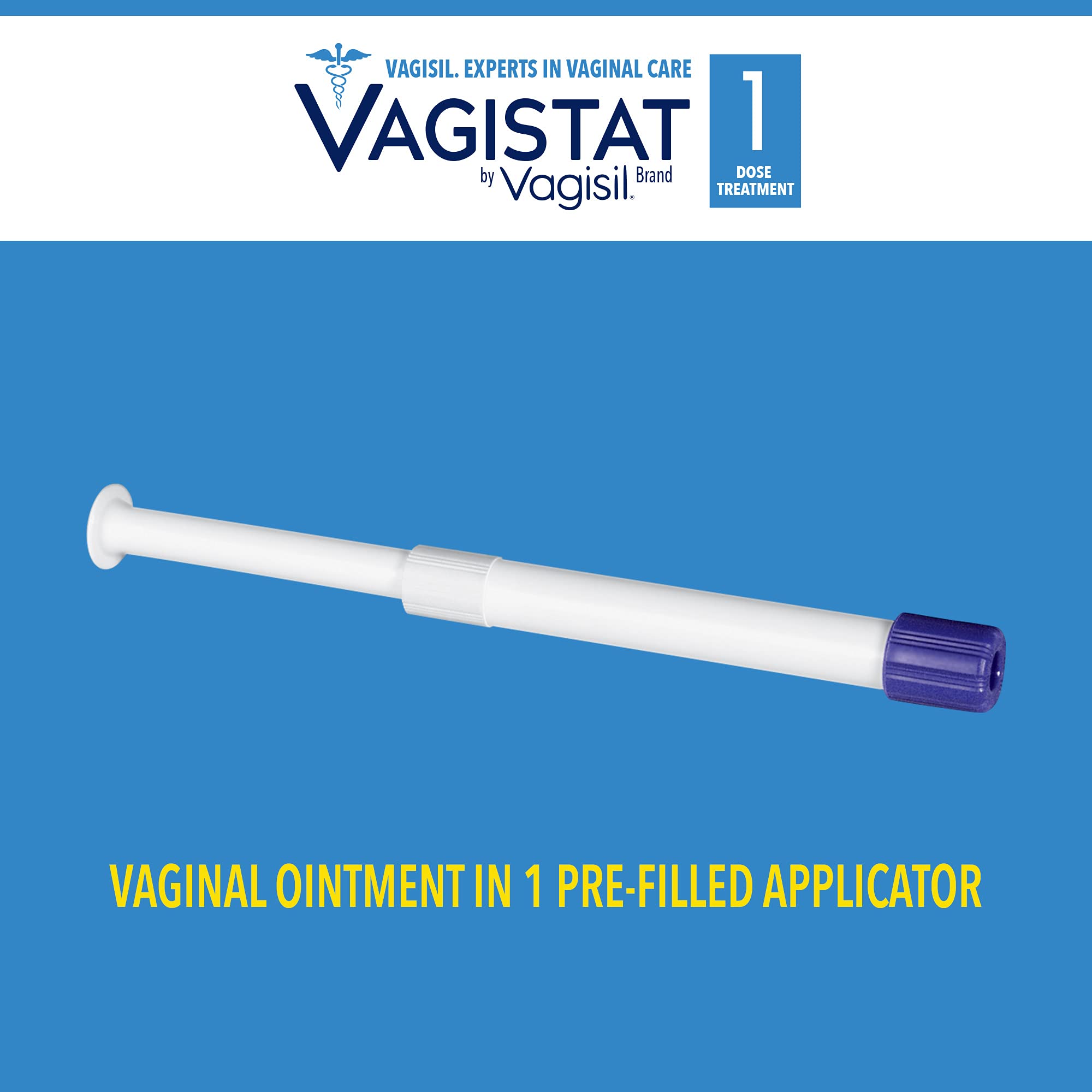 Vagistat 1 Day Single-Dose Yeast Infection Treatment for Women, Antifungal Ointment Helps Relieve External Itching and Irritation, 1 Pre-Filled No Touch Vaginal Applicator, by Vagisil (Pack of 1)