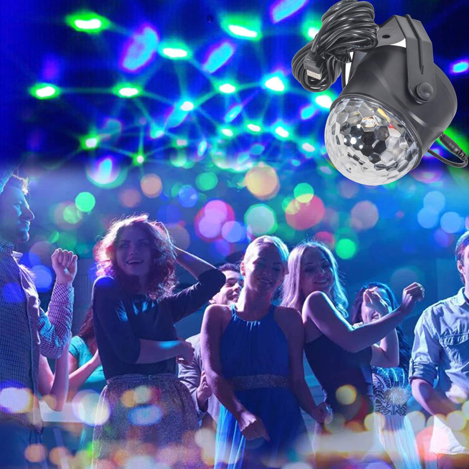 Party Disco led Ball Light Indoor, Portable Rainbow Spinning Strobe car Disco Party Ball Light for Kids Parties Rotating, Party Lights dj Disco Ball Lights