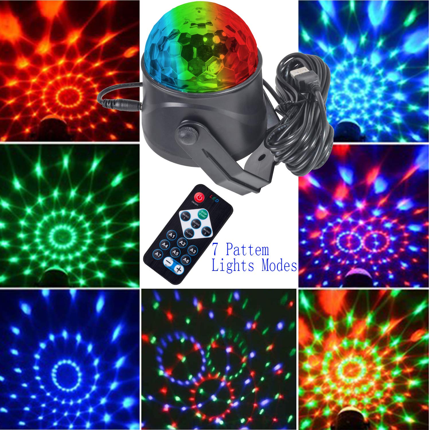 Party Disco led Ball Light Indoor, Portable Rainbow Spinning Strobe car Disco Party Ball Light for Kids Parties Rotating, Party Lights dj Disco Ball Lights