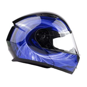 typhoon th158 adult modular motorcycle helmet dot dual visor full face flip-up - blue medium