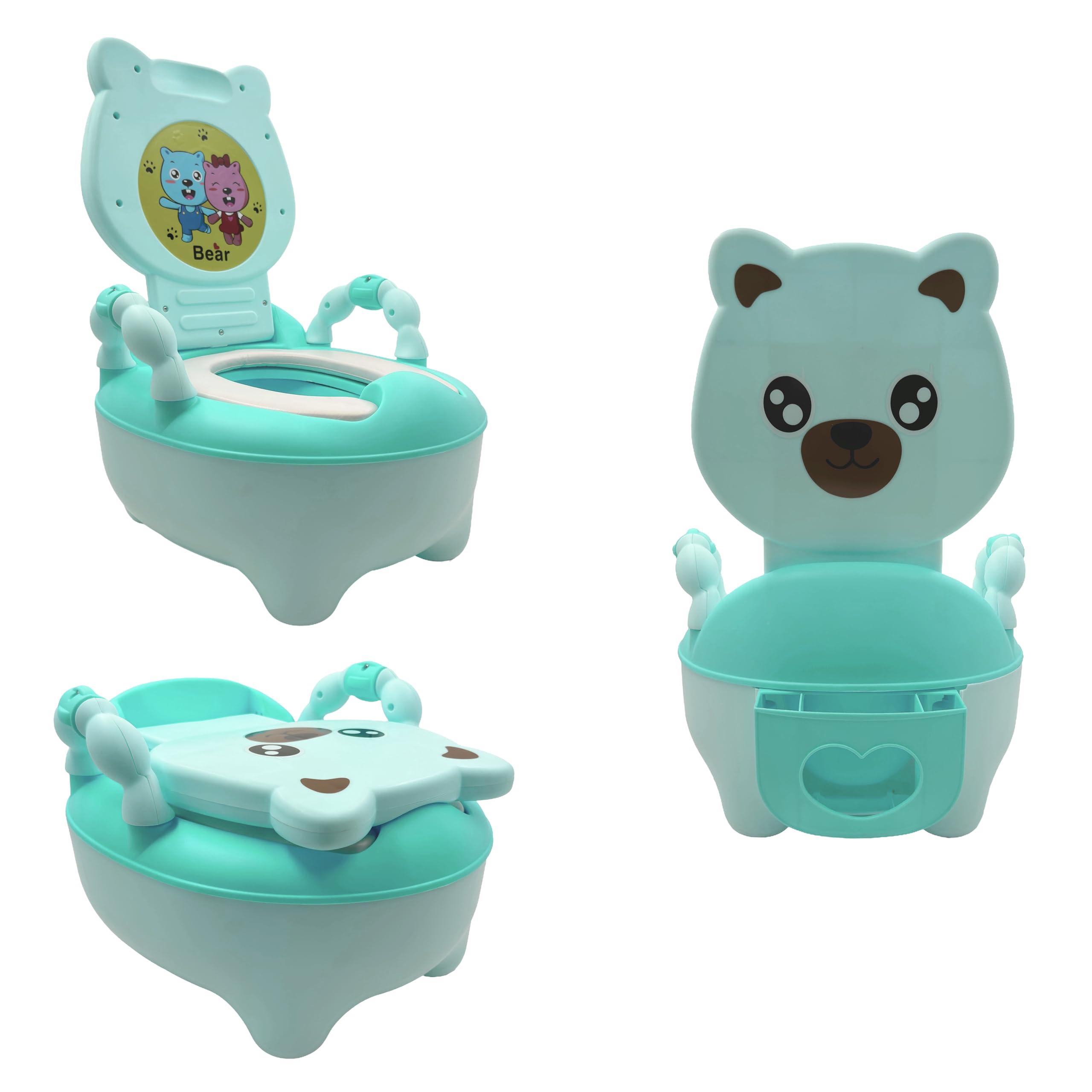 HTTMT- Bear Grean Kids Baby Potty Training Seat Toddler Portable Lovely Toilet Seat Stool Chair [P/N: ET-BABY003-GREEN]