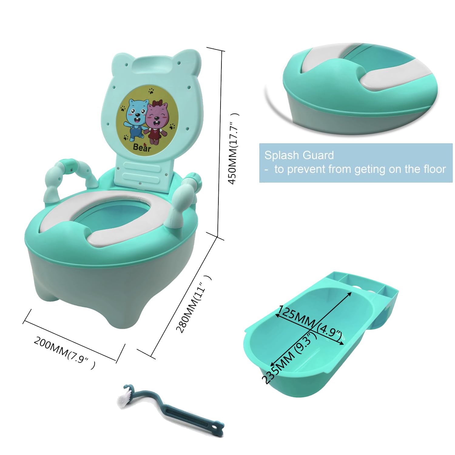 HTTMT- Bear Grean Kids Baby Potty Training Seat Toddler Portable Lovely Toilet Seat Stool Chair [P/N: ET-BABY003-GREEN]