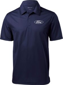 white ford oval crest chest print textured polo shirt, navy large