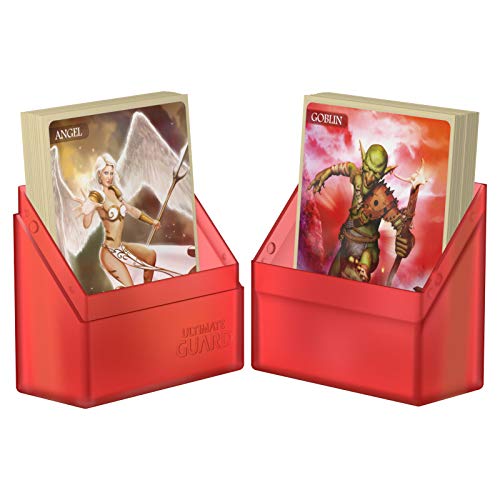 Ultimate Guard Boulder 40+, Deck Case for 40 Double-Sleeved TCG Cards, Ruby, Secure & Durable Storage for Trading Card Games, Soft-Touch Finish