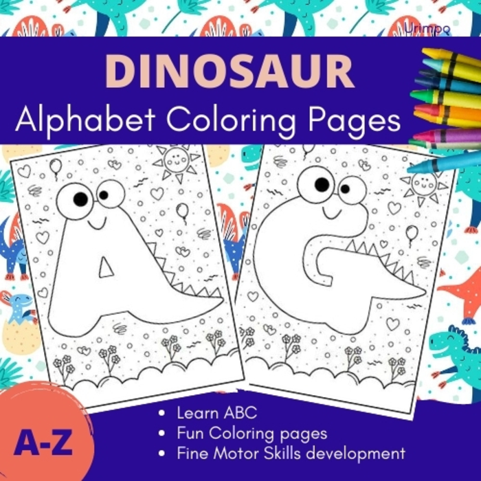 Dinosaur Alphabet Coloring Pages (A-Z)