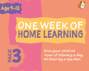 1 week of literacy distance learning: pack three (age 9-12 years) grades 4-6