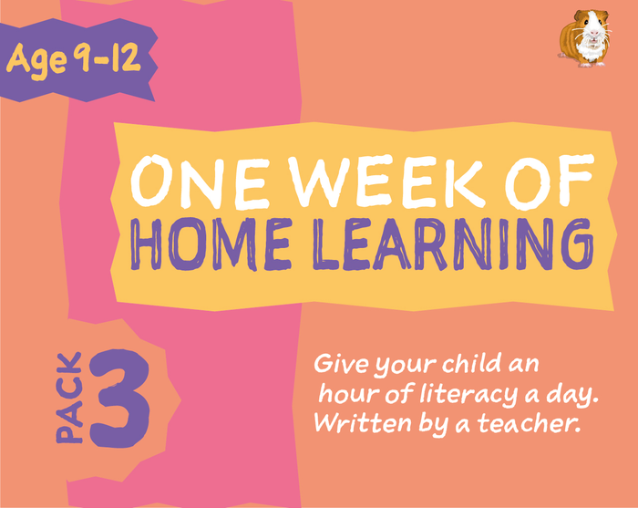 1 WEEK Of Literacy Distance Learning: Pack THREE (age 9-12 years) Grades 4-6