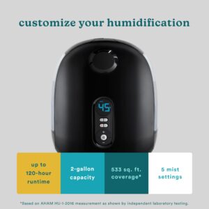 Homedics TotalComfort Deluxe Humidifier – Large Air Humidifiers for Bedroom, Plants – Top-Fill Dual 3.8L Water Tanks with Cool and Warm Mist, Essential Oil Pads, Colored Night-Light, Black